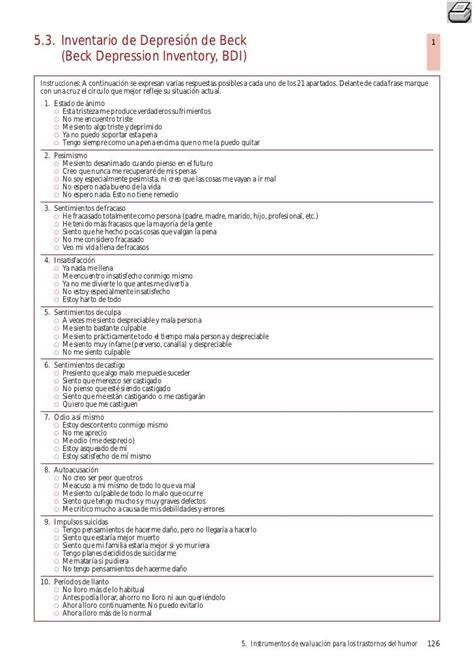 Inventario De Depresion De Beck Bdi Ii Pdf