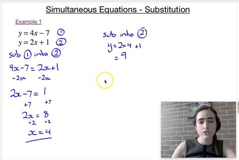 Simultaneous Equations Substitution Method Youtube