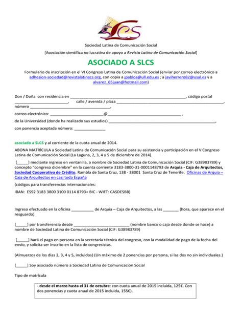 Formulario De Matr Cula SLCS