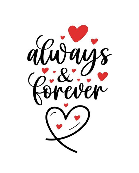 Hand lettering valentines day love forever heart typography quotes ...