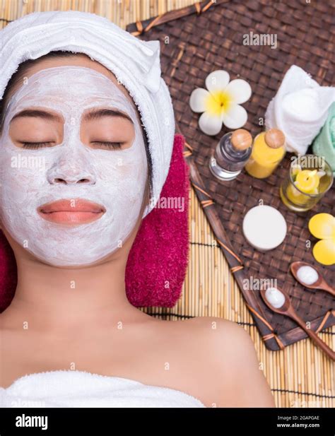 Woman In Treatment Spa Facial Mask Day Spa Stock Photo Alamy