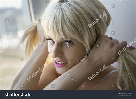 Portrait Smiling Cute Blonde Stock Photo 195396398 Shutterstock