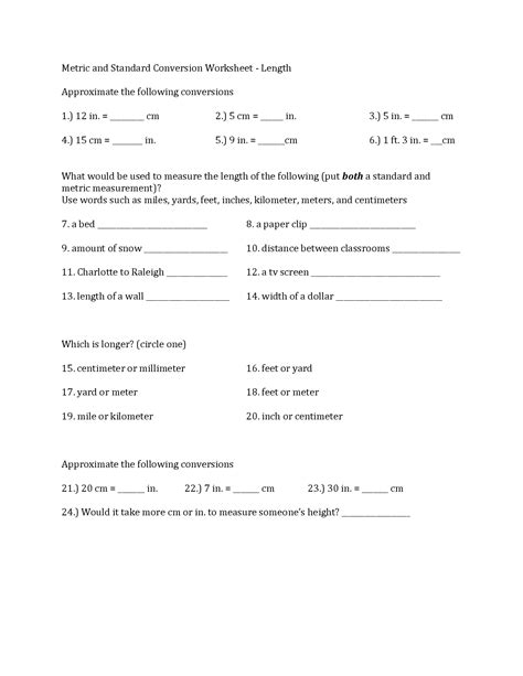 12 Metric Length Worksheets