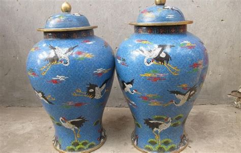 China 100 Pure Bronze Cloisonne Red Pot Vase Pair Statues Aliexpress