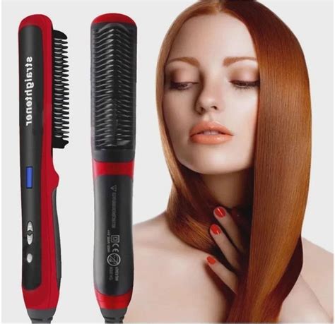 Escova Prancha Pente Cerâmica Alisador De Cabelo Feminino Profissional