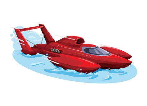 Hydroplane boat racing red cartoon illustration vector 18715235 Vector Art at Vecteezy