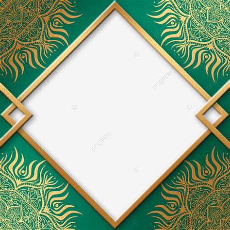 Cadre Dor Avec Bordure De Texture Islamique Mandala D Ombrage Vert D