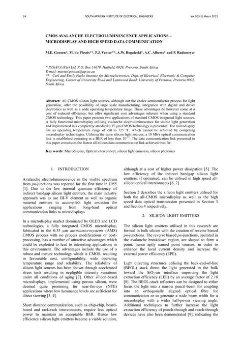 (PDF) CMOS Avalanche Electroluminescence Applications – Microdisplay ...