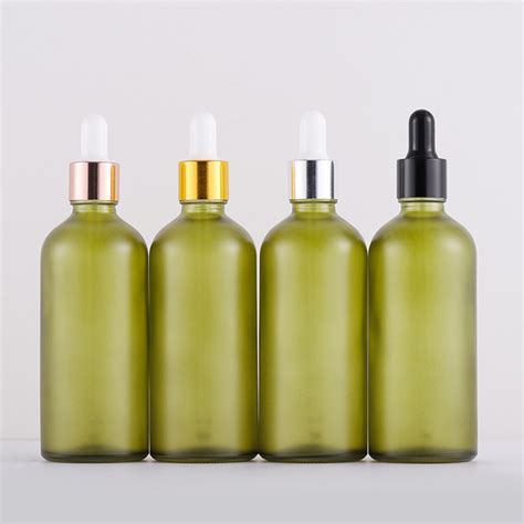 5ml 10ml 15ml 20ml 30ml 50ml 100ml Frosted Olive Green With Dropper Essential Oil Bottle China