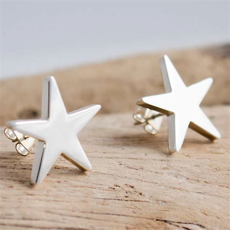 2nds Only Large Sterling Silver Star Earrings By The London Earring