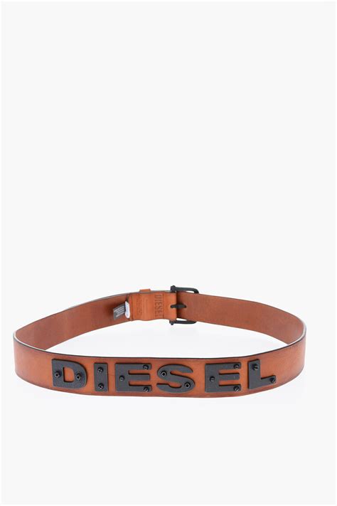 Diesel 40mm Embossed Logo Leather B Dizel Belt Men Glamood Outlet