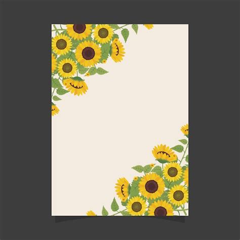 Floral Invitation Template With Sunflowers Vector Premium Download