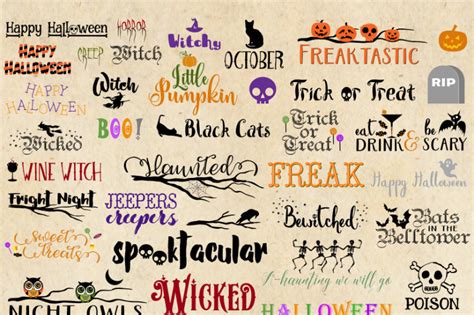 Halloween Word Art Clipart By Digital Curio | TheHungryJPEG