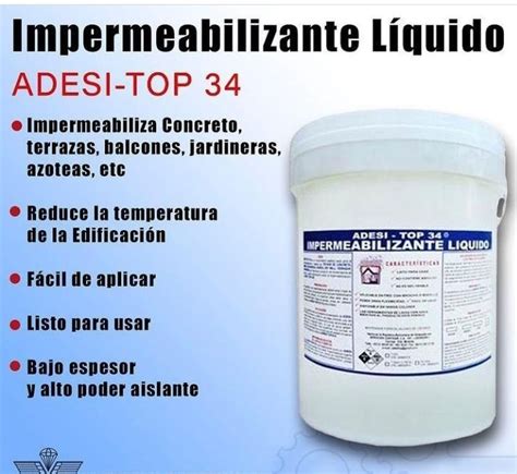 Adesi top 34 Impermeabilizante Liquido Cuñete Gris MercadoLibre