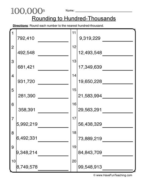 Rounding To The Thousands Place Worksheet