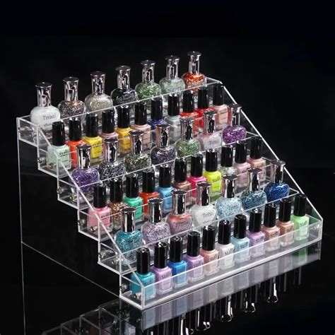 1 Pcs 6 Tiers Removable Nail Polish Shelf Acrylic Clear Cosmetic