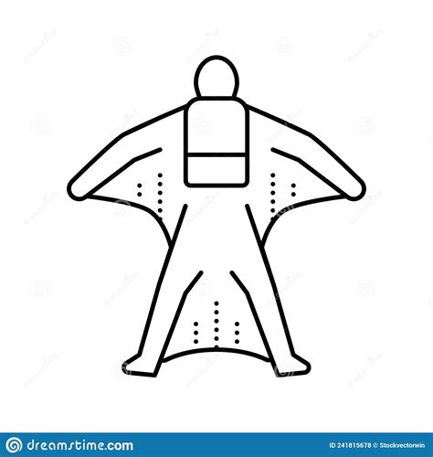 Wingsuit Flying Extremal Sport Man Line Icon Vector Illustration Stock