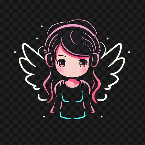 Premium PSD Tshirt Design Of Angelic Chibi Girl With Flowing