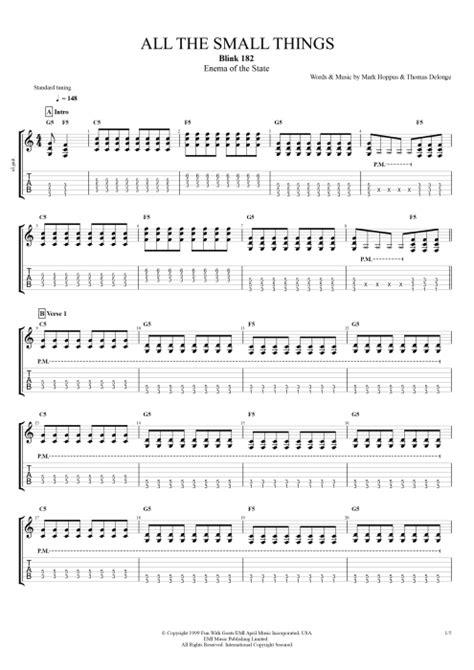 Tablature All The Small Things De Blink Guitar Pro Full Score