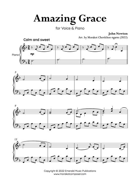 Amazing Grace For Piano Solo Pdf Emerald Music