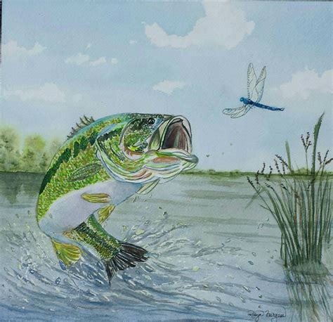 Jumping Largemouth Bass Drawing