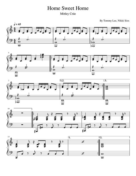 Motley Crue Home Sweet Home Motley Crue For Piano Solo Sheets By Poon