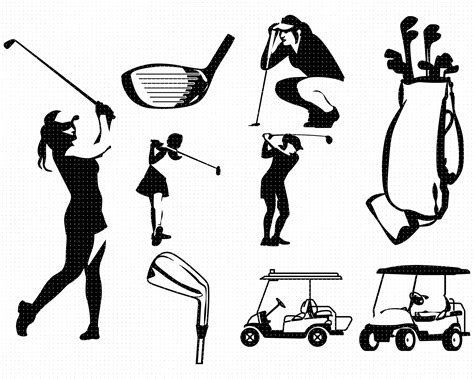 Female Golfer Svg Golf Bag Clipart Golf Club Head Png Golf Svg