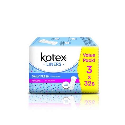 Kotex Daily Fresh Regular Liners Unscented 32s X 3packs Shopee Malaysia