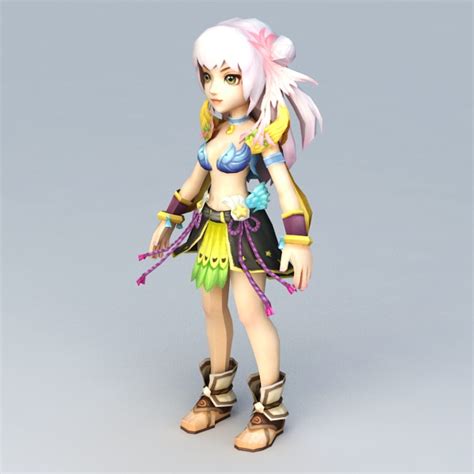 Pretty Anime Girl Fighter 3d Model 3ds Max Files Free Download Cadnav