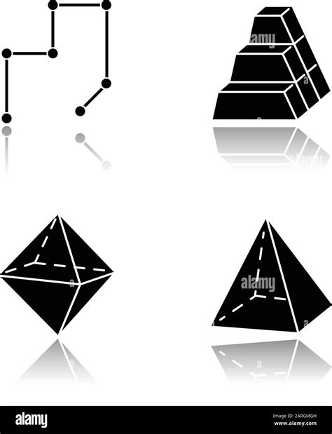 Figuras Geométricas Sombrean Iconos De Glifos Negros Definidos Líneas