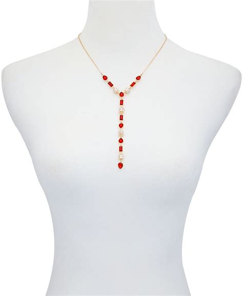 T Tahari Gold Tone Clear Light Glass Stone Y Necklace Macys