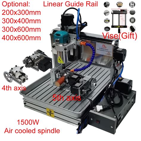 5 Axis Cnc 6040 Wood Router 1500w 4 Axis Metal Milling Aluminum Engraving Carving Machine 3040