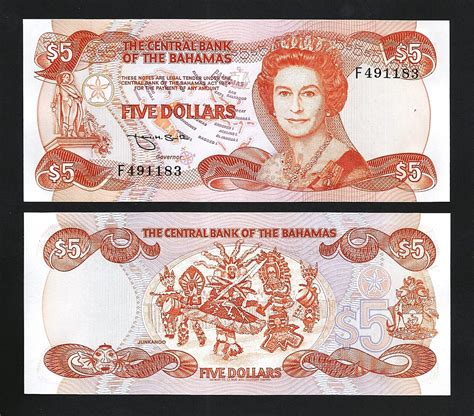 Bahamas Dollars Unc P B Sign Smith Qeii Prefix C