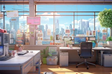 Free Photo | Beautiful office space in cartoon style