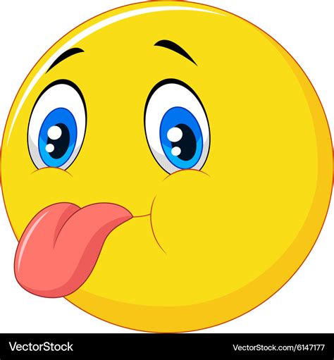 Cartoon emoticon with silly face Royalty Free Vector Image