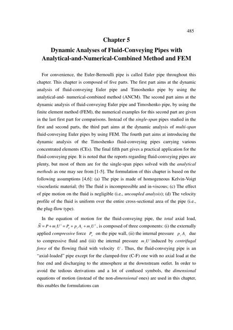 Pdf Chapter Dynamic Analyses Of Fluid Conveying Pipes With