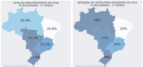 Bolsonaro Lidera No Norte Centro Oeste E Sul Lula No Sudeste E Nordeste