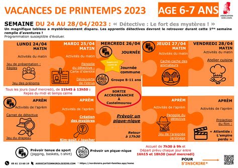 PROGRAMME DES VACANCES DE PRINTEMPS 2023 POUR LES 6 11 Ans