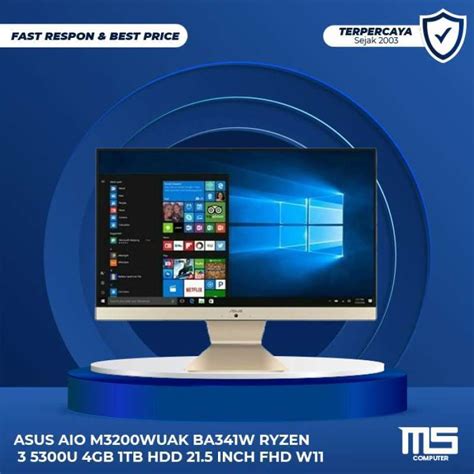 Jual Asus Aio M3200wuak Ba341w Ryzen 3 5300u 4gb 1tb Hdd 21 5 Inch Fhd