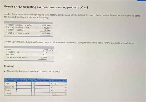 Solved Exercise 4 6a Allocating Overhead Costs Among