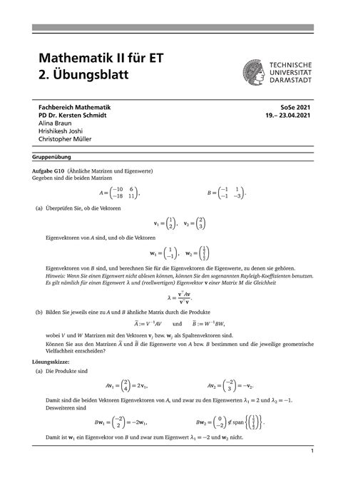 Uebung 2 Loesungen korrigiert 5mai Mathematik II für ET 2