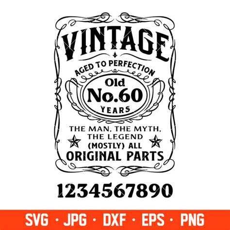 Vintage Birthday Svg Fathers Day Whiskey Label Svg Aged To