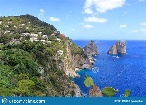 Panoramic View Of The Capri Coastline With Faraglioni Rocks Capri