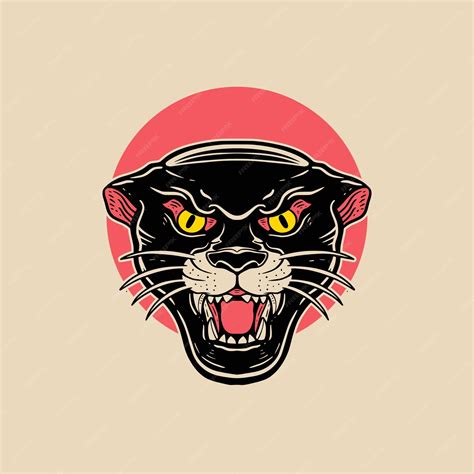 Premium Vector | Panther design old school tattoo illustration