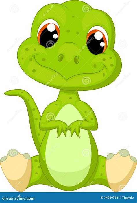 Cute Green Dinosaur Cartoon Stock Vector Illustration Of Clip Green