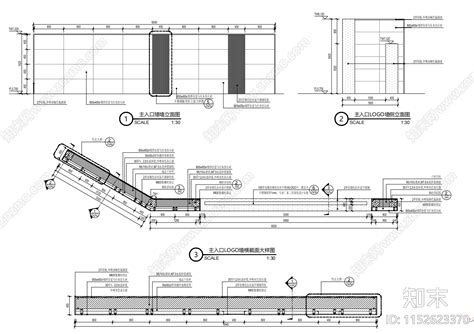现代主入口logo景墙施工图下载【id1152623370】知末案例馆
