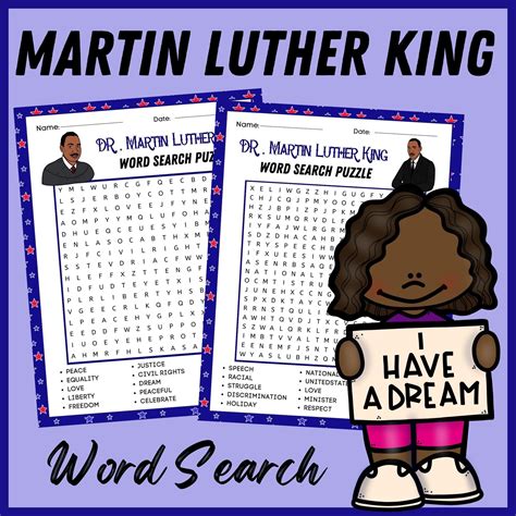 Martin Luther King Jr Word Search Puzzle Martin Luther King Vocabulary