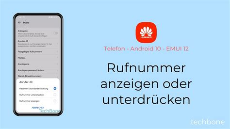 Rufnummer anzeigen oder unterdrücken Huawei Android 10 EMUI 12