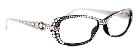 Glamour Quilted Bling Reading Glasses For Women With Full Top Genuine European Crystals125 To