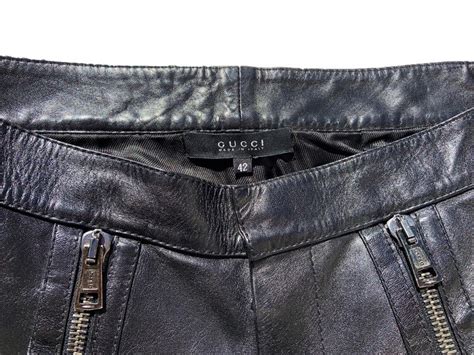 New Iconic Tom Ford For Gucci Fw 2001 Black Leather Double Zipper Men S Pants 42 For Sale At 1stdibs